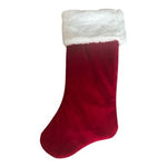 Monogram Letter C Red Velvet Christmas Stocking White Faux Fur Cuff 18.5" EXC