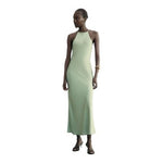 Zara Light Green Wrinkle Effect Satin Halter Maxi Dress Women’s Size M NWOT