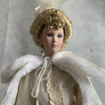 Ashton-Drake Winter Romance Porcelain Bride Doll Blonde Blue Eyes Stand VG