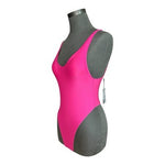 Relleciga Women's Neon Rose Thong One Piece Swimsuit S High Cut Low Back NWT