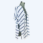 Lilly Pulitzer Linen Striped Open Front Cardigan Women's White Blue Sweater S/M