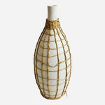 Tall White Ceramic Rattan Woven Vase 17" Scandinavian Style Decorative Floral VG