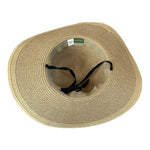 Smith & Hawken Wide Brim Straw Sun Hat Black Ribbon Chin Cord Natural Tan VG