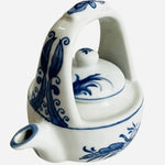 Chinoiserie Style Small Ceramic Teapot - Blue and White Hand Painted Floral 