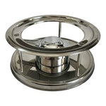 Vintage Stainless Steel Food Warmer Stand Chafing Dish Fuel Burner Holder Exc