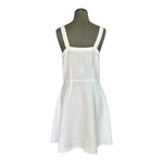 LOFT Sweetheart Button Front Flare Dress White Linen Blend Dress Size 2 NWT