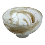 Vintage Spring Satin Swirl Glass Bowl 9.5" Tan Green Poland Large Serving Dish