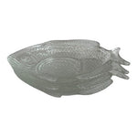 Vintage Glass Fish Shaped Plates with Dip Cup Set of 3 8.25x6.25in VG