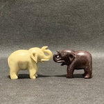 Hand Carved Stone Elephant Figurines Pair Natural Rock Sculpture Set Duo VG