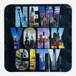 New York City NYC Vinyl Fridge Magnet Coaster 3.75"x3.75" Collage Souvenir EXC
