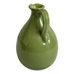 Vintage Artisan Italy Hand Painted Ceramic Olive Oil Jug 500mL 6.5" Green Olive
