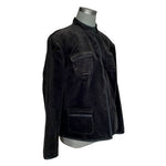 Style & Co Black Corduroy Velvet Military Jacket Snap Front Stand Collar 16W