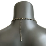 Black Faceted Bib Statement Necklace 19.5"-22.5" VG