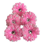 Light Pink & White Polka Dot Fabric Flower Appliques 5pc DIY Craft 2.25in New