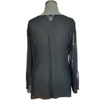 Vintage Allison Taylor Silk Embroidered Blouse Black Sheer Boho Top Womens L New