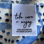 Nic+Zoe Blue Palm Leaves Dot Fit & Flare Dress PM Pockets Elastic Waist Short