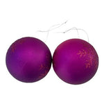 Pair Purple & Pink Snowflake Ball Ornaments Christmas Holiday Decor