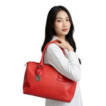 Furla Orange Red Saffiano Leather Speedy Satchel Tote Handbag Silver Charm VG