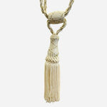 Hughes Extra Long Curtain Tiebacks Beige Gold Tassel Decorative Set of 3 33in