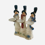 Vintage ELEMENTS Snowmen Trio Candle Holder Ceramic Christmas Tabletop Figurine