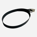 Timberland Mens Black Leather Belt Silver Logo Plaque Buckle Casual Size 40/100