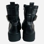 Zara Black Leather Ankle Boots Side Zip Buckle Detail EU 34 Women's NWOB