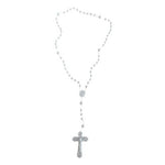 White Plastic Beaded Rosary Necklace Cross Pendant Christianity Vatican Rosary