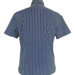 Banana Republic Men's Slim Fit Navy Striped Short Sleeve Shirt Size L VG