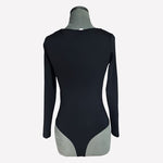 Flevita Women's Black Square Neck Long Sleeve Bodysuit Size S Tummy Control EXC