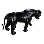 Panther Statue Panther Leather-Clad Sculpture Glass Eyes Black Panther Figurine
