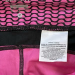 Nike Dri Fit Womens M Pink Black Print Cropped Running Leggings Zip Pocket VG