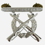 USMC Marine Corps Rifle Expert Qualification Badge Silver Tone Military Pin VG