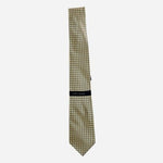 Tommy Hilfiger Men's Silk Tie Yellow & Navy Blue Grid Geometric Pattern Preppy