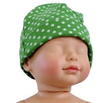 Green White Polka Dot Soft Cotton Baby Kids Beanie Hat One Size NWOT