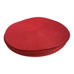 Red Round Braided Woven Vinyl Placemats Set of 6 Holiday Dining Table 14.5" VG