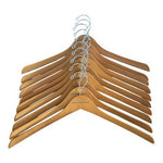Banana Republic Wood Coat Hangers Set of 10 Beige Chrome Hook 17 Inch Lot VG