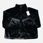 A New Day Faux Fur Quarter Zip Sweatshirt Pullover Black Size S NWT