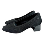 VIVAIA Women’s Black Ribbed Canvas Square-Toe Chunky Heel Pumps Size 5.5-6/EU 36