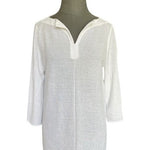 Alfani White Split Neck Tunic Top Women's PM 3/4 Sleeve Nylon Blend VG