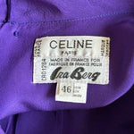 CELINE Paris Purple Silk Mock Neck Button Back Blouse Women's Top EU 46 US L