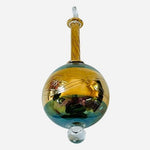 Egyptian Teardrop Glass Ball Christmas Ornament 6.5" Green Gold Collectible VG
