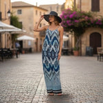 Enfocus Studio Women Maxi Dress 6 Emerald Print Blue Green White Boho Sleeveless