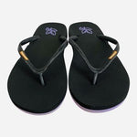 Feelgoodz Natural Rubber Flip Flops Black Purple Logo Womens Size 6 NWOT