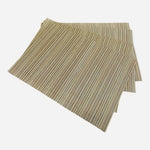 Set of 4 Woven Vinyl Stripe Placemats 18x13 Neutral Tan Beige Heat Resistant EXC