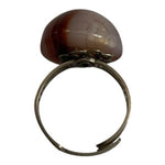 Vintage Carnelian Agate Sphere Ring Silver Adjustable Band One Size