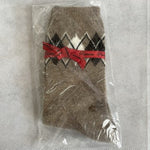 Passione Brown Argyle Socks Cashmere Wool Blend Red Ribbon One Size NWT
