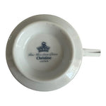 Christine Fine Porcelain China Japan Teacup Blue Floral Platinum Trim Vintage VG