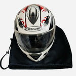 Zeus ZS-806 Full Face Motorcycle Helmet White Red Graphic DOT Approved Size S VG