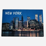 Vintage NYC Skyline Fridge Magnet Twin Towers World Trade Center Night View VG