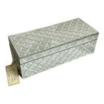 Hotel Collection Large Mirrored Jewelry Box Diamond Pattern Velvet Lined 12x5x4"